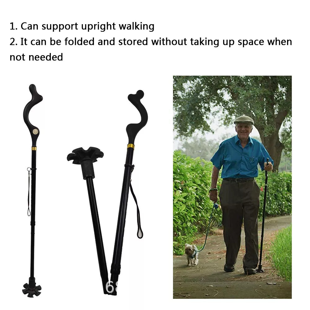 Retractable Walking Cane Stick for Men Women Folding Posture Correcting Cane New