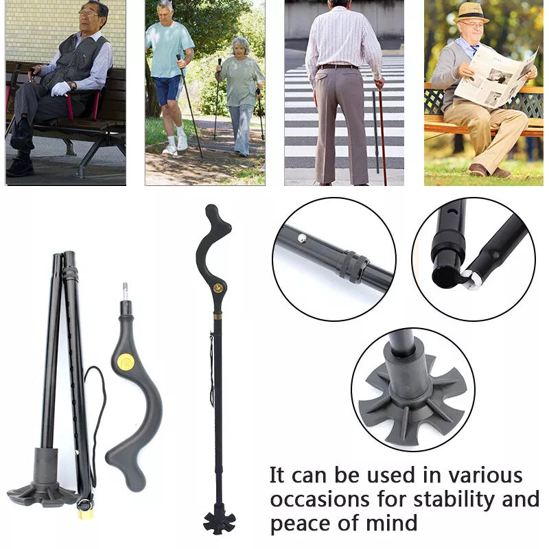 Retractable Walking Cane Stick for Men Women Folding Posture Correcting Cane New