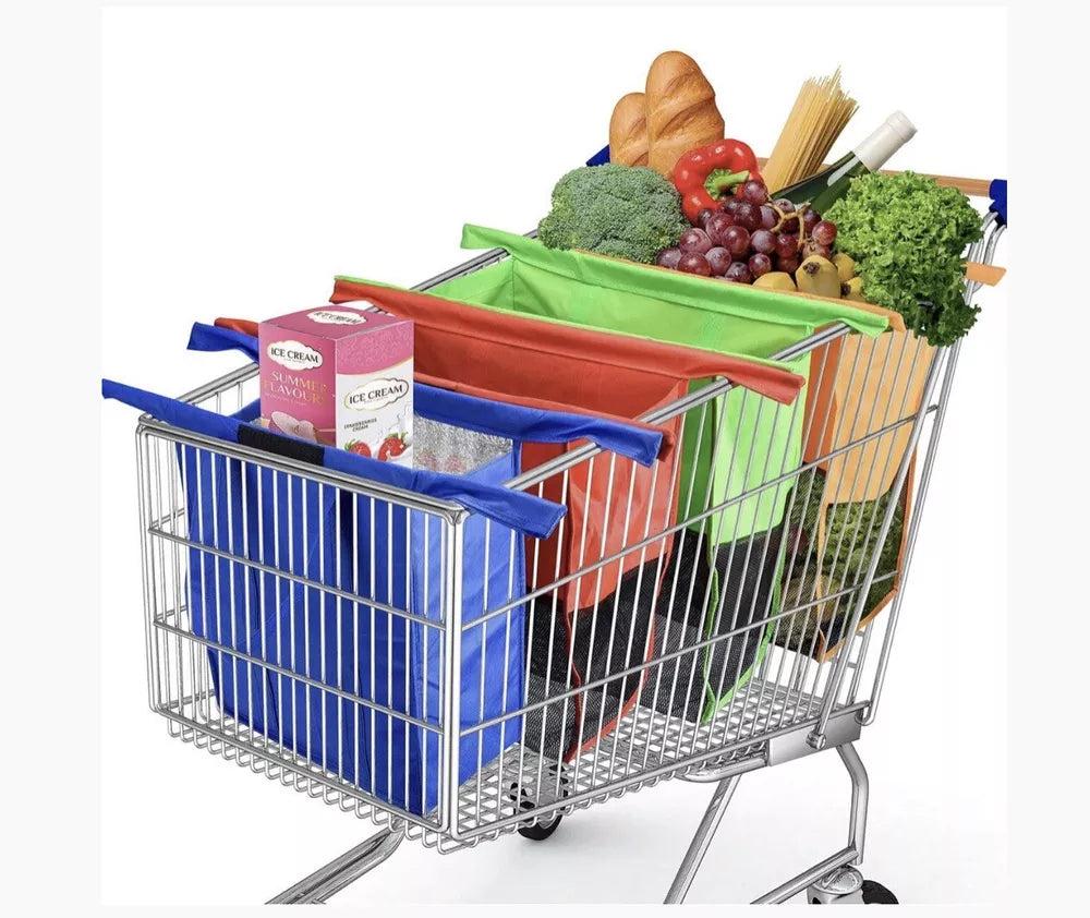 Reusable Shopping Grocery Bags for Trolley Grocery Carts 4 pack set