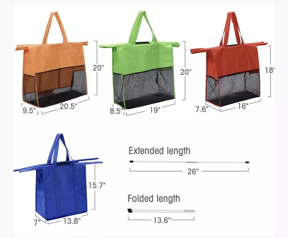 Reusable Shopping Grocery Bags for Trolley Grocery Carts 4 pack set