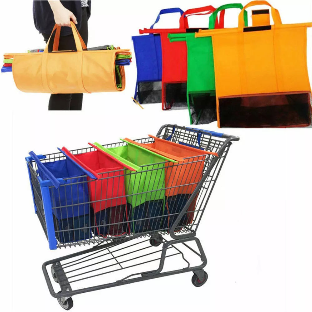 Reusable Shopping Grocery Bags for Trolley Grocery Carts 4 pack set