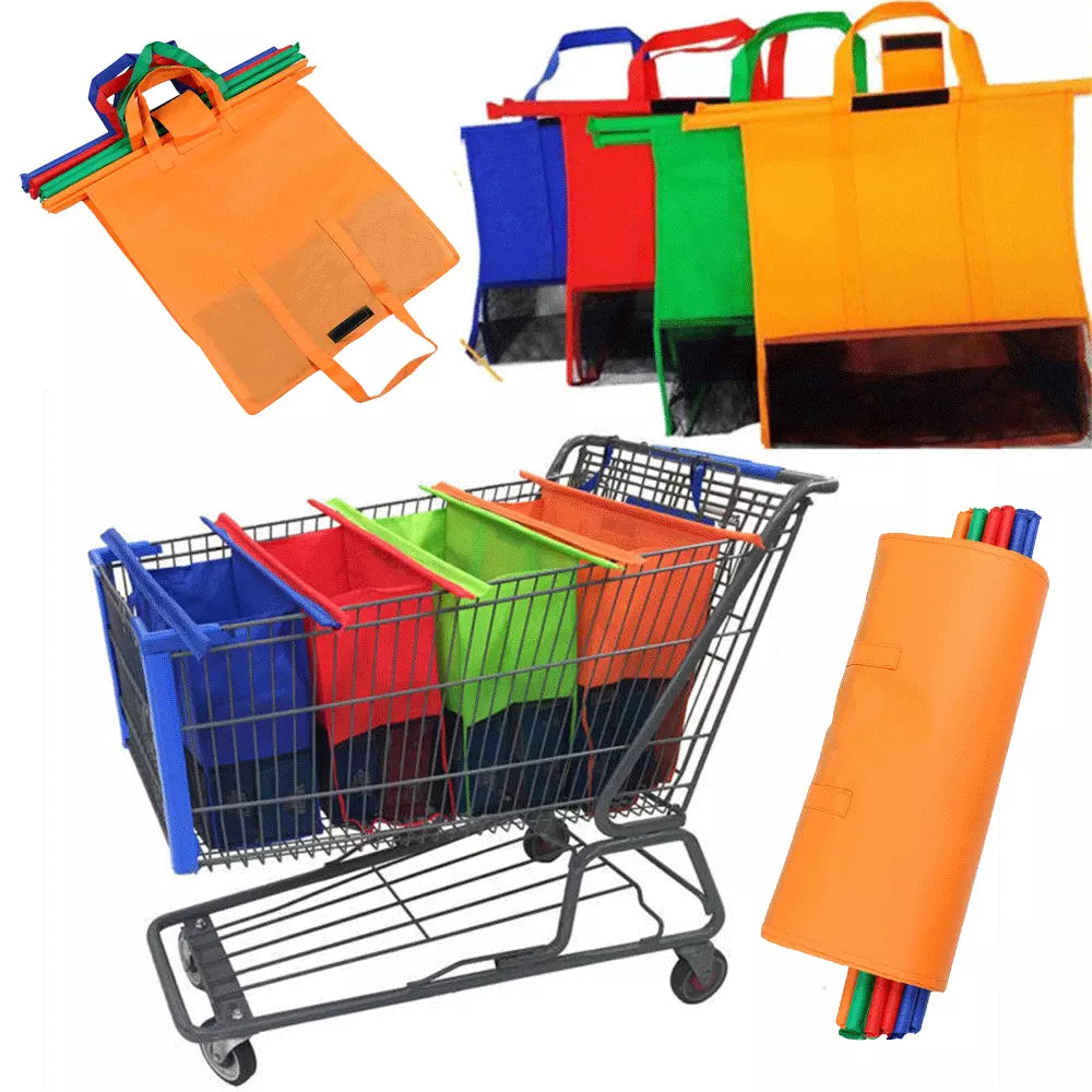 Reusable Shopping Grocery Bags for Trolley Grocery Carts 4 pack set