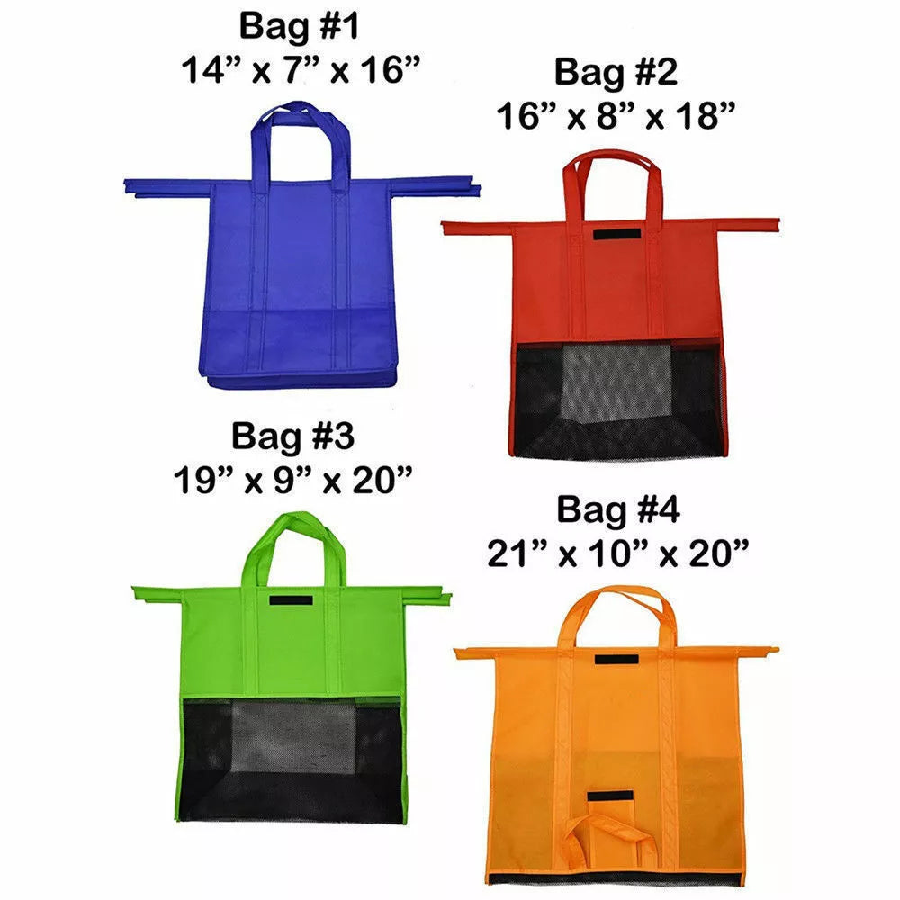 Reusable Shopping Grocery Bags for Trolley Grocery Carts 4 pack set