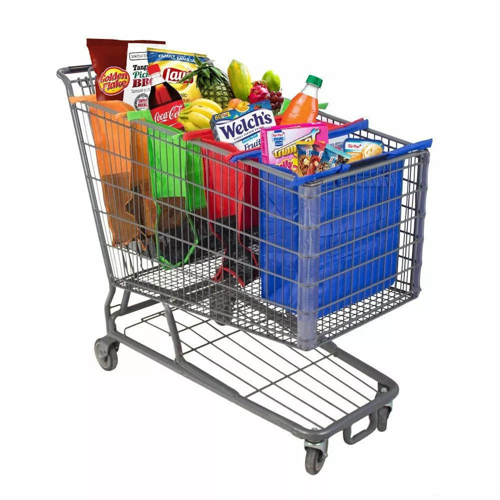 Reusable Shopping Grocery Bags for Trolley Grocery Carts 4 pack set