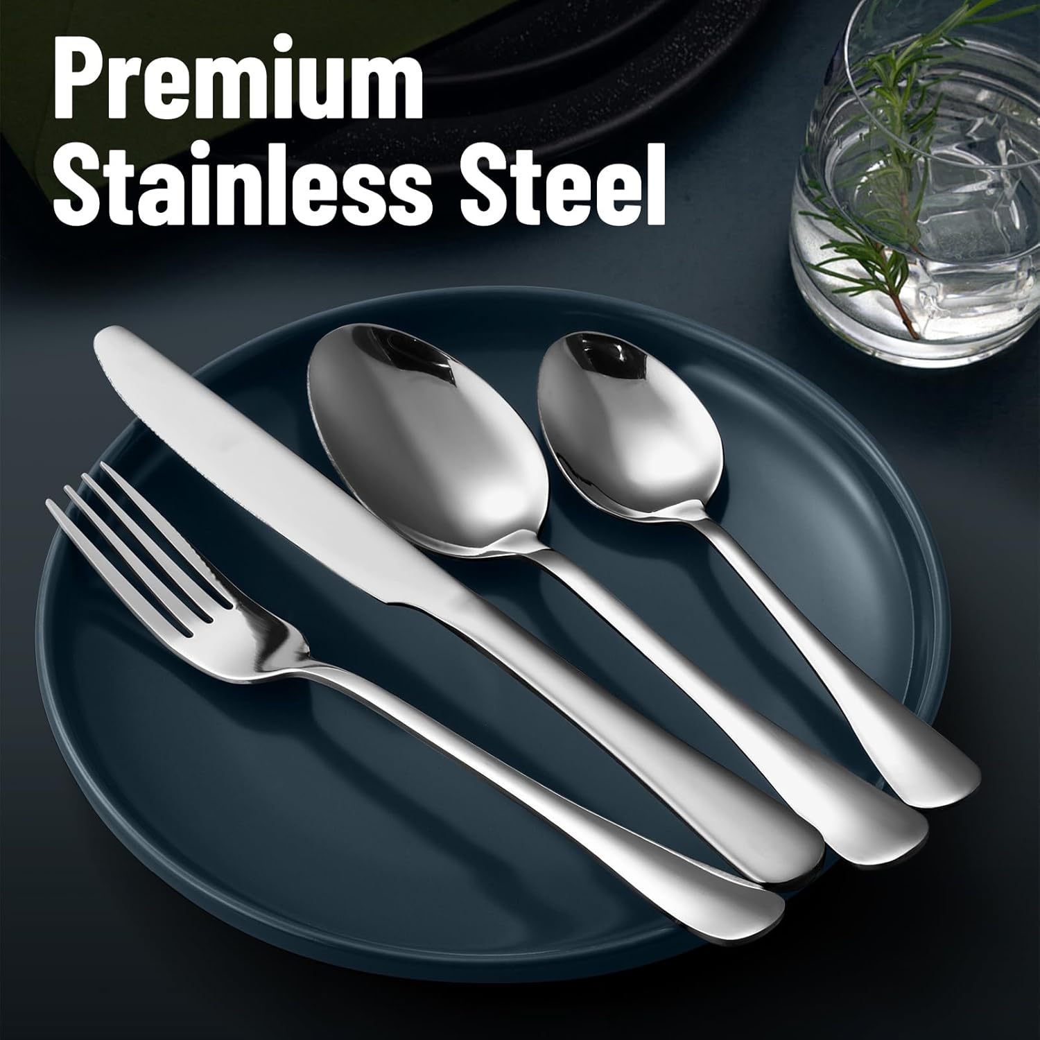 Flatware Cutlery Set Silverware 24-Piece Stainless Steel High Tableware Service