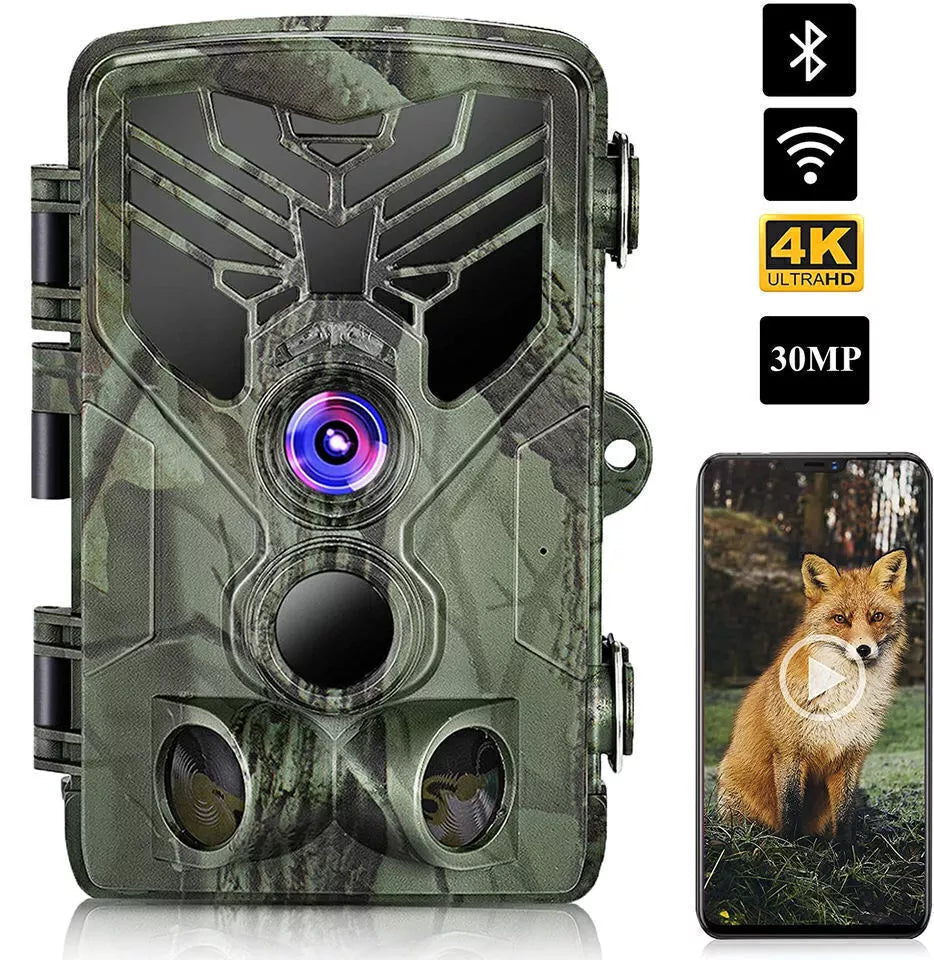 SUNTEK WiFi Bluetooth Trail Camera 30MP 4K Hunting Game Cam No Glow Night Vision