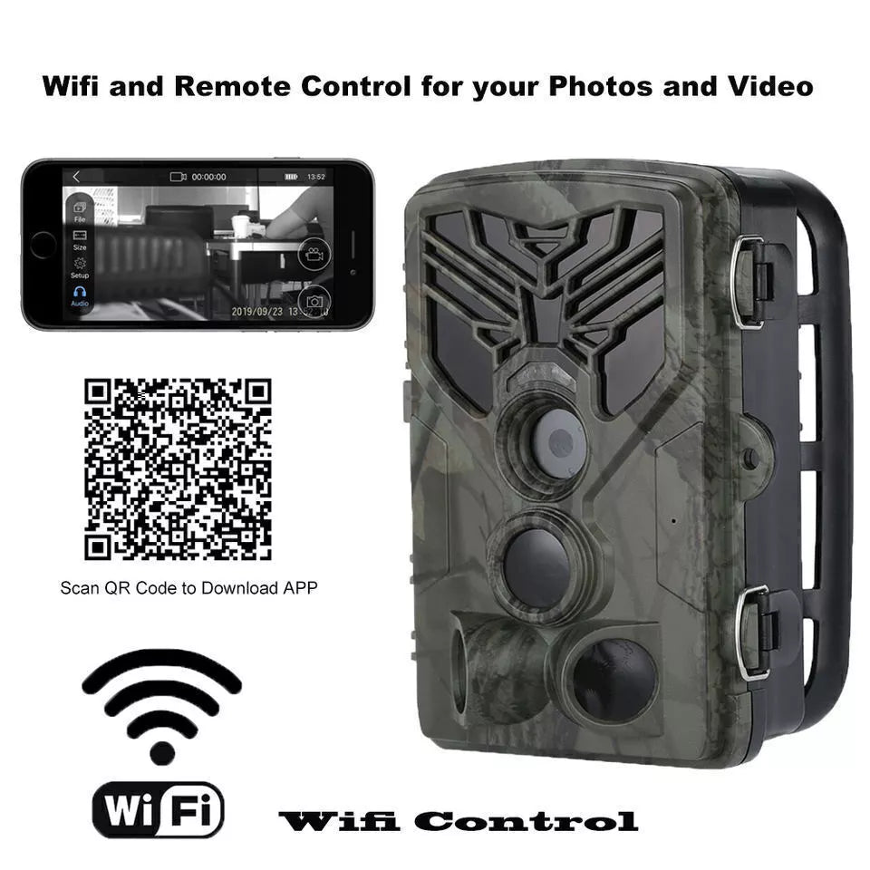 SUNTEK WiFi Bluetooth Trail Camera 30MP 4K Hunting Game Cam No Glow Night Vision