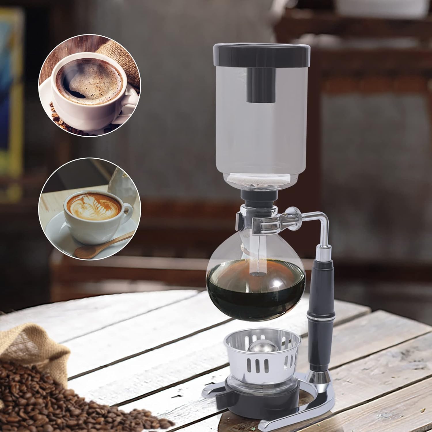 Japanese Style 5 Cups Siphon Coffee Maker Pot Glass Vacuum Tabletop Tea Filter