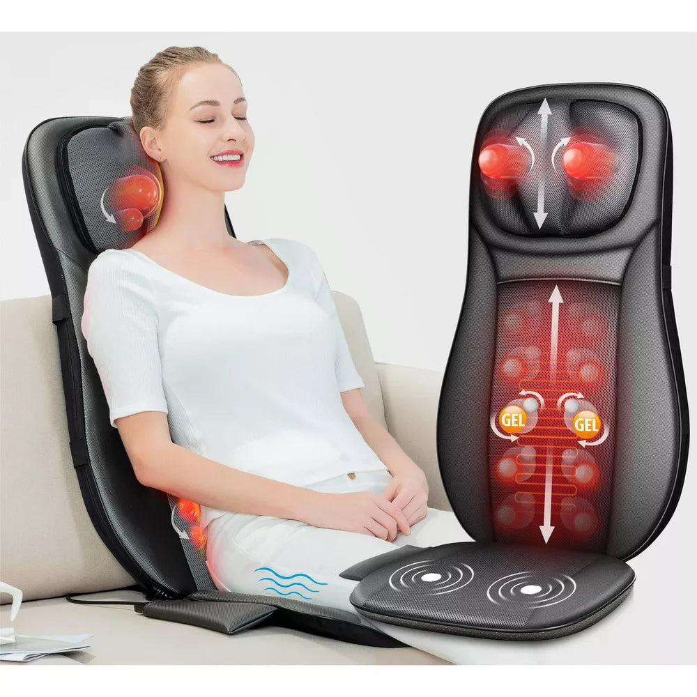 Snailax 2WM330G Shiatsu Back Massager with Gel Kneading Massage Seat Cushion