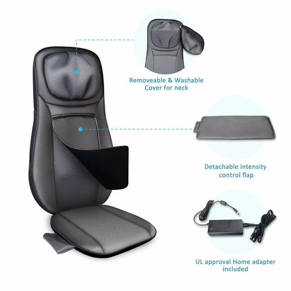 Snailax 2WM330G Shiatsu Back Massager with Gel Kneading Massage Seat Cushion