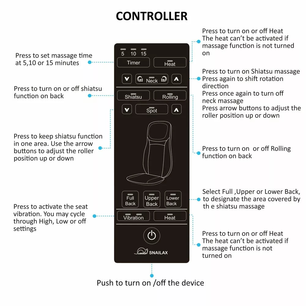 Snailax 2WM330G Shiatsu Back Massager with Gel Kneading Massage Seat Cushion