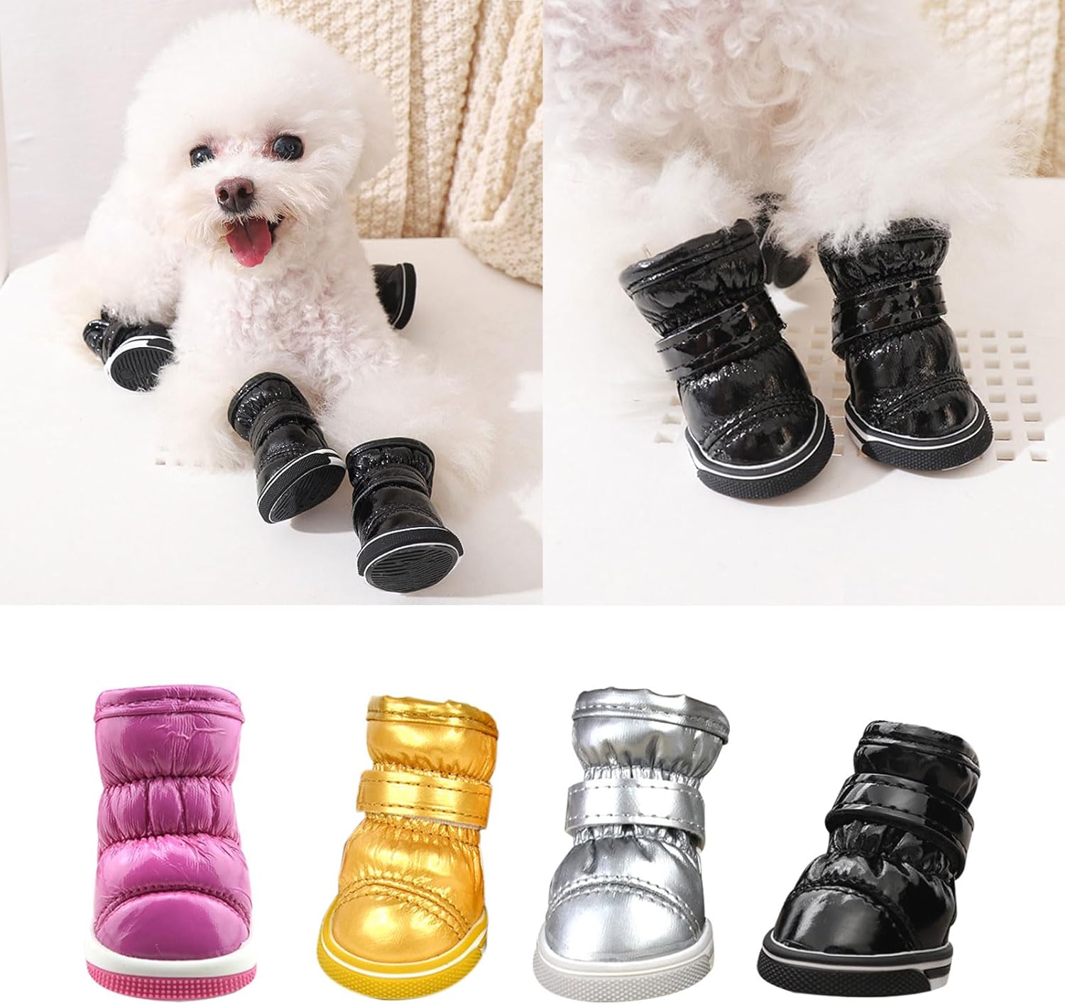 4Pcs/Set Anti-Slip Pet Boots Dog Warm Rain Shoes Snow Rain Protective Waterproof