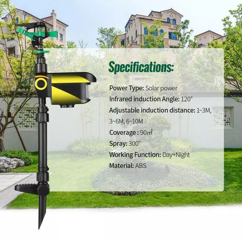 Adjustable Solar Garden Animal Repeller Water Sprinkler Sensor Motion Activated!