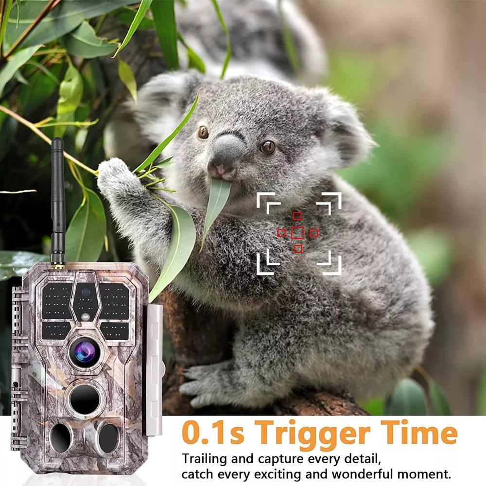 Trail Camera WiFi Bluetooth 32MP 1296P Wildlife Game Night Vision Hunting Camera