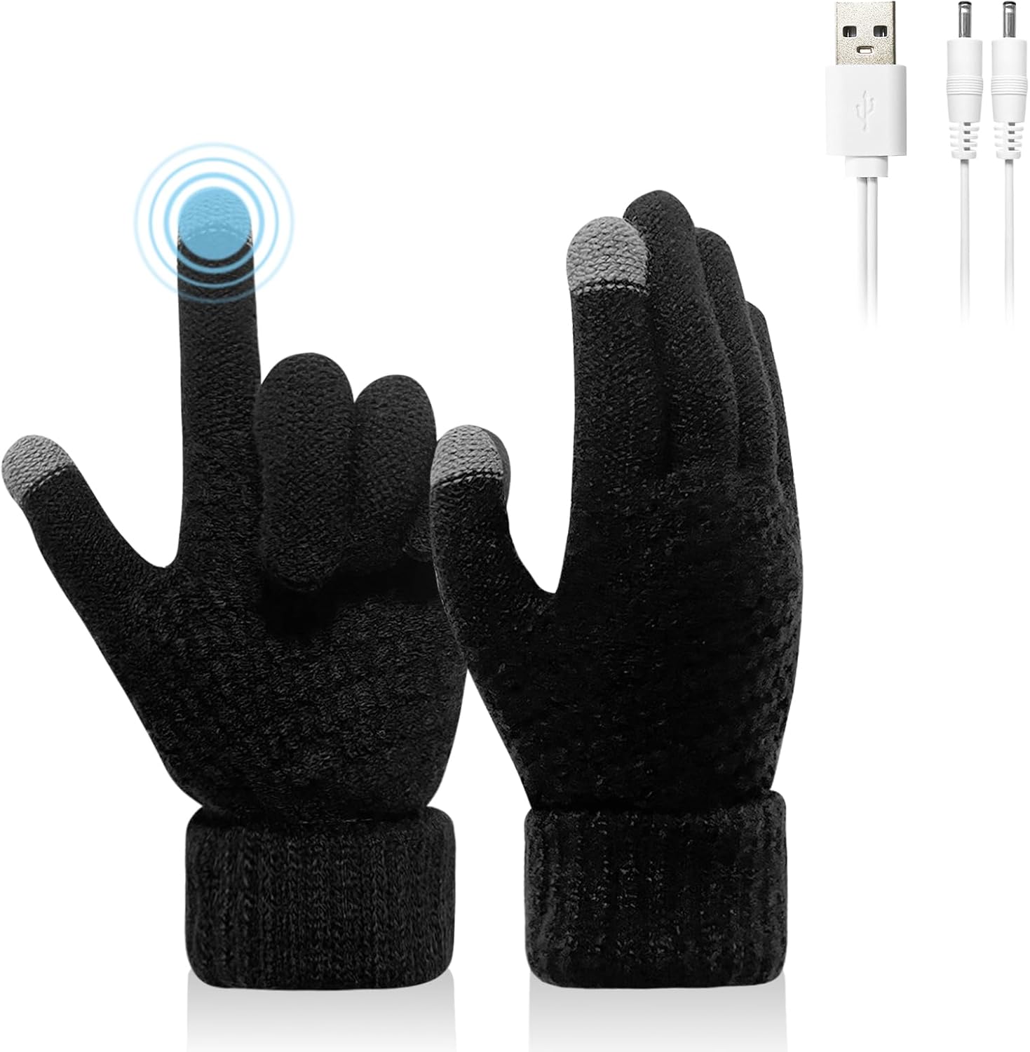 USB Electric Rechargeable Heated Gloves Full Finger Warmer Winter Mitten