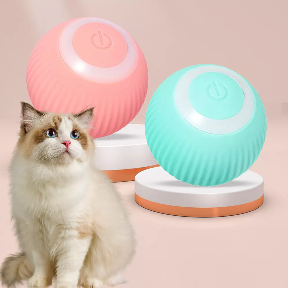 Pink Smart Interactive Cat Toy Ball Rotating Automatic Moving Cat Ball Recharge