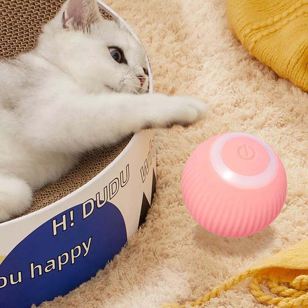 Pink Smart Interactive Cat Toy Ball Rotating Automatic Moving Cat Ball Recharge