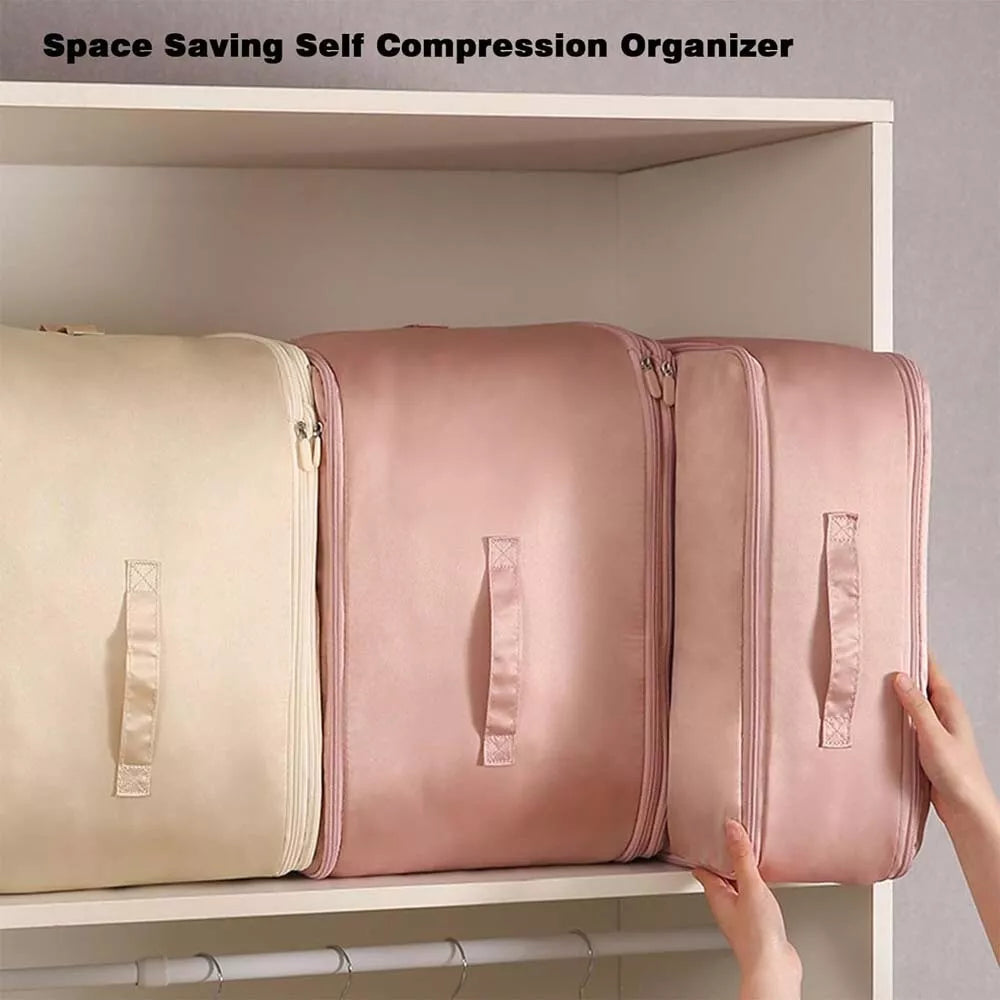 Ultra Space Saving Self Compression Organizer, Bedroom Clothes Storage Bags