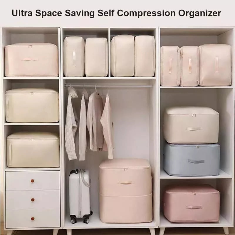 Ultra Space Saving Self Compression Organizer, Bedroom Clothes Storage Bags