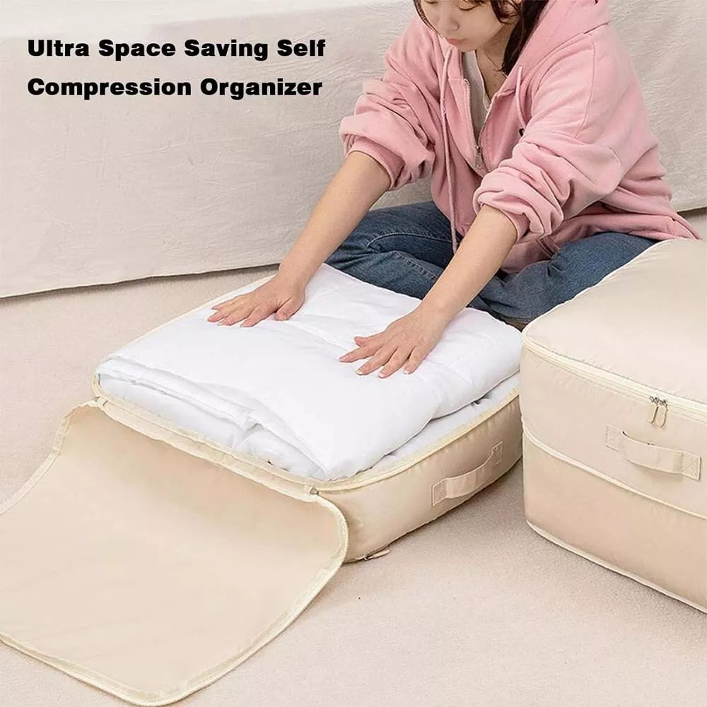 Ultra Space Saving Self Compression Organizer, Bedroom Clothes Storage Bags