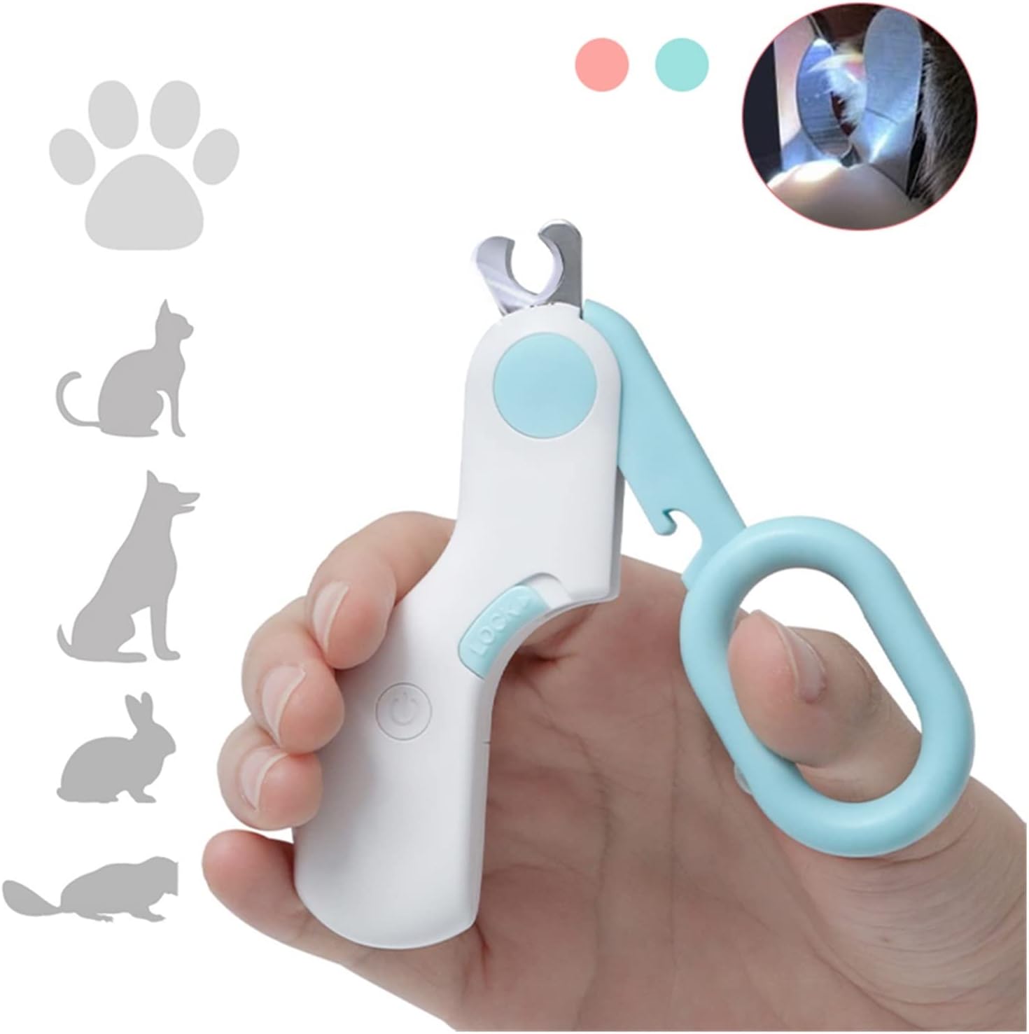 Mini Pet Nail Clippers With LED Light For Dogs Cats Claw Scissors Grooming Tool