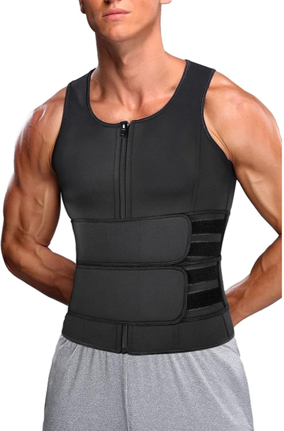 Men Neoprene Sauna Sweat Vest Body Shaper Waist Trainer Top Fat Burner Shapewear