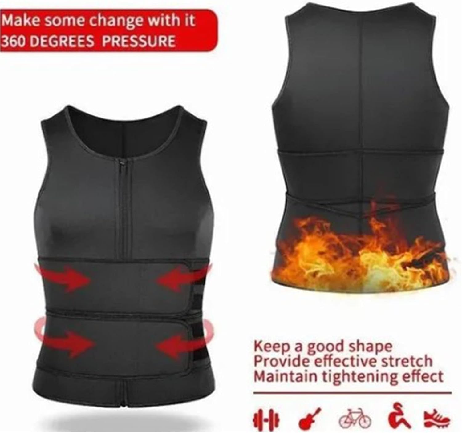 Men Neoprene Sauna Sweat Vest Body Shaper Waist Trainer Top Fat Burner Shapewear