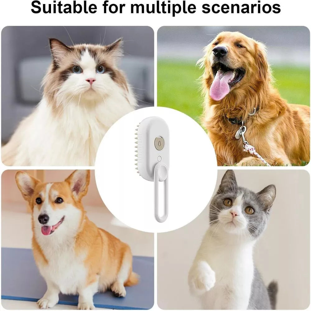 Pet Grooming Brush Cat Dog Hair Cleaning Massage Comb w/ Water Liquid Inlet