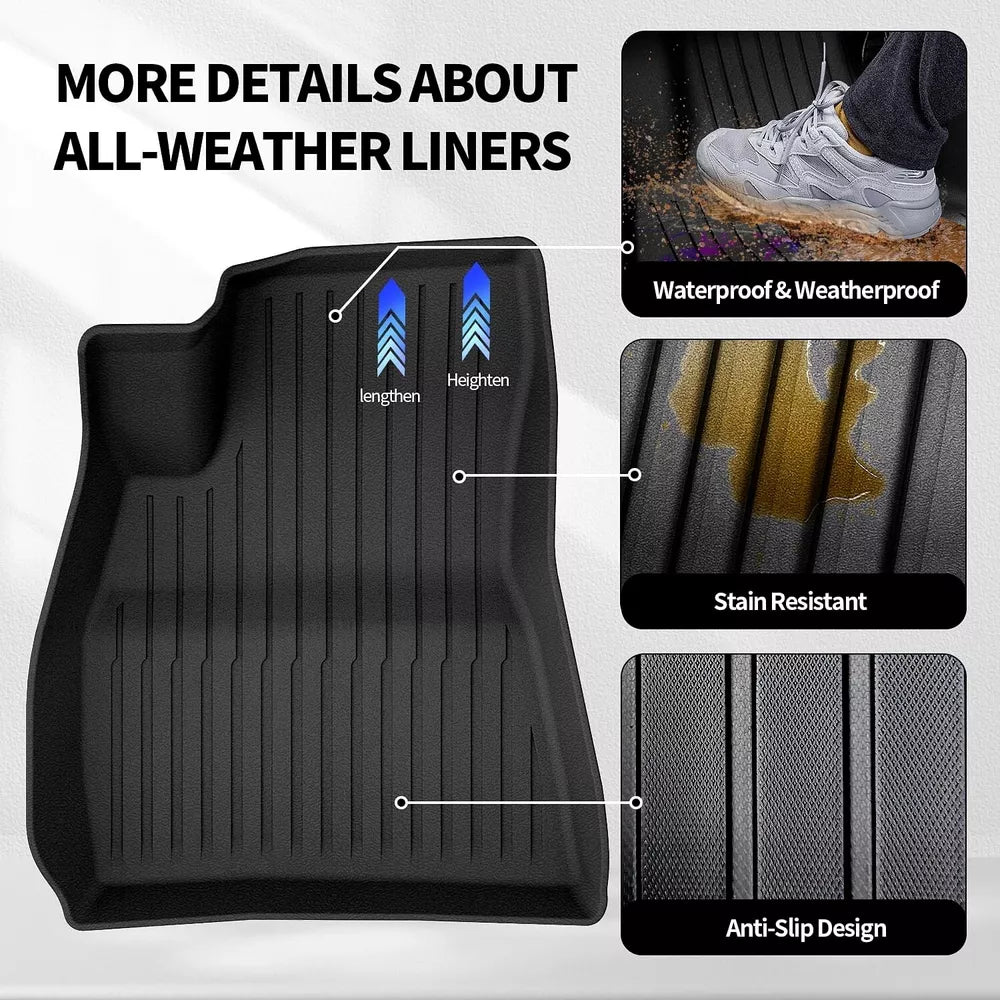 No Logo 3D Maxpider For 2021-2024 Tesla Model Y All Weather Floor Mat Set Black