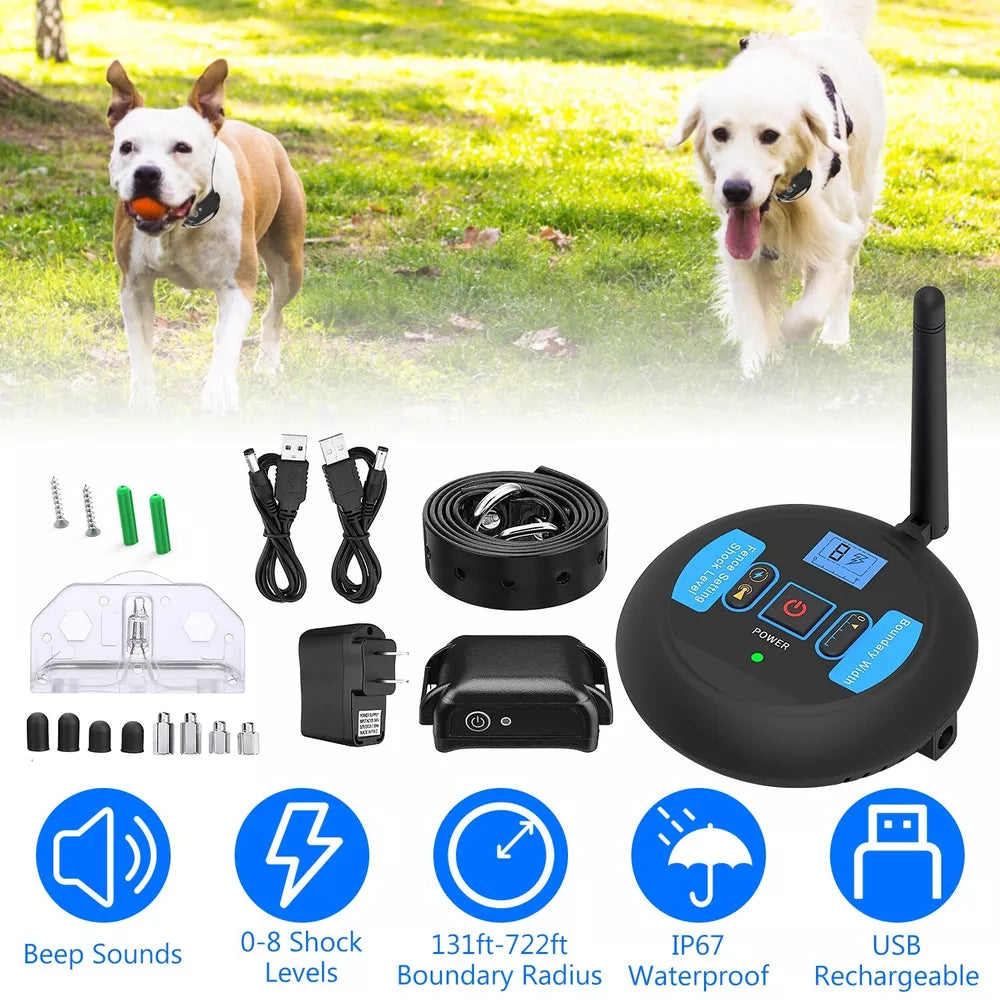 Wireless Electric Dog Fence Pet Containment System Shock Collar For 1/2/ Dog