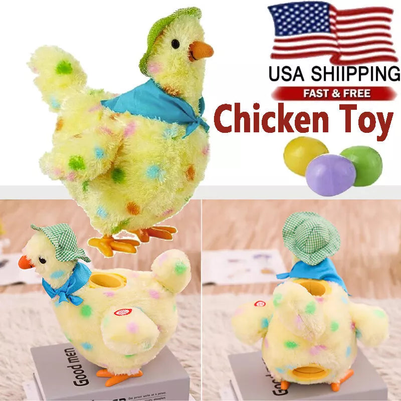 Chicken Animal Toy Doll Laying Egg Electric Crazy Plush Chicken with Sound Music