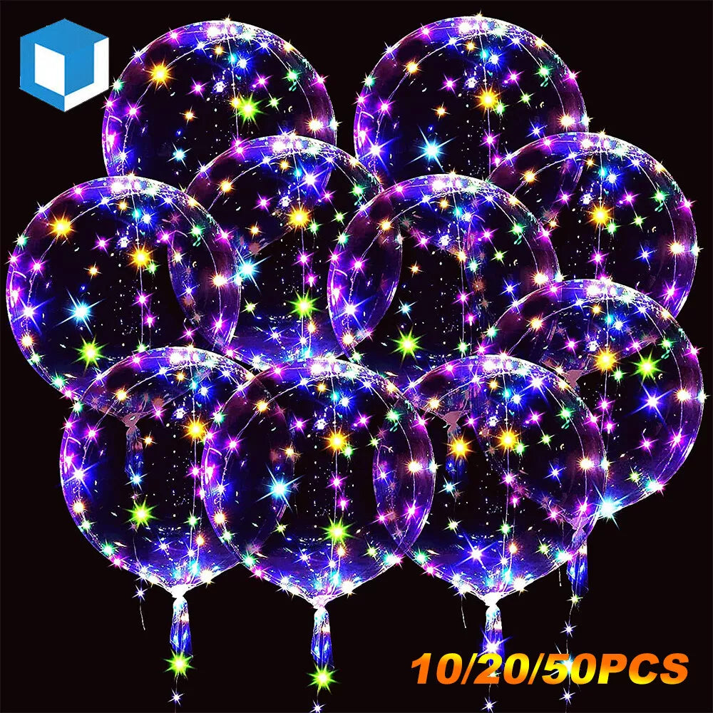 LED Light Up BoBo Balloons Clear Party Graduation Birthday Wedding Decoration