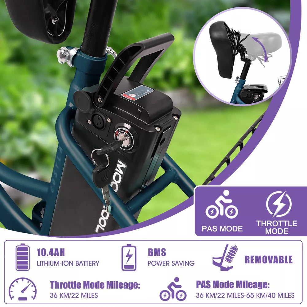 Electric Tricycle Adult Electric Bicycles, 350W 36V Trike 24/26 inch 7 Speeds