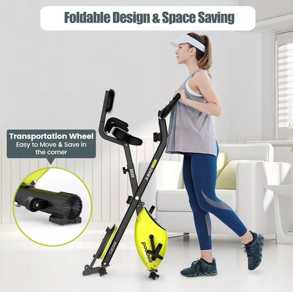 Indoor Exercise Bike Foldable Stationary Bike 3 in 1 Upright Cycling Bike X-bike