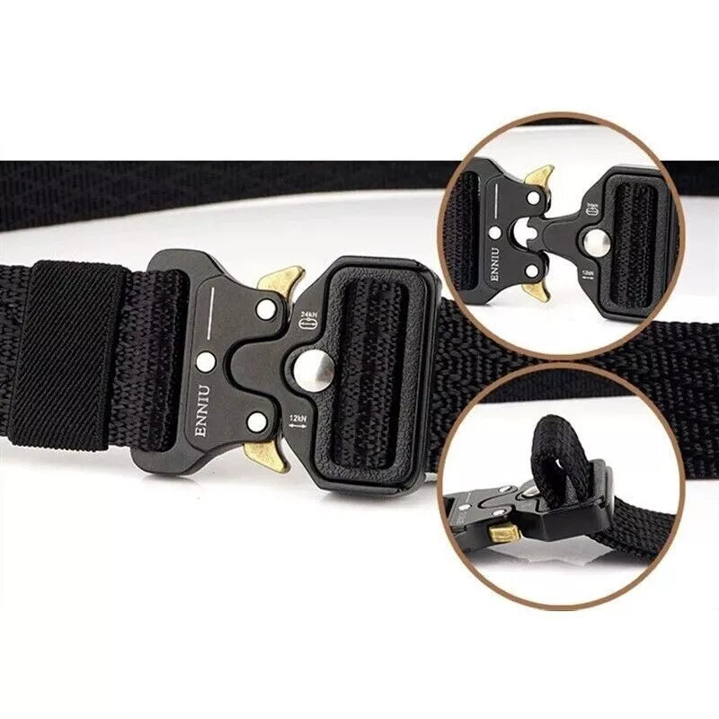 Mens Military Tactical Belt Quick Release Buckle Adjustable Army Webbing Rigger