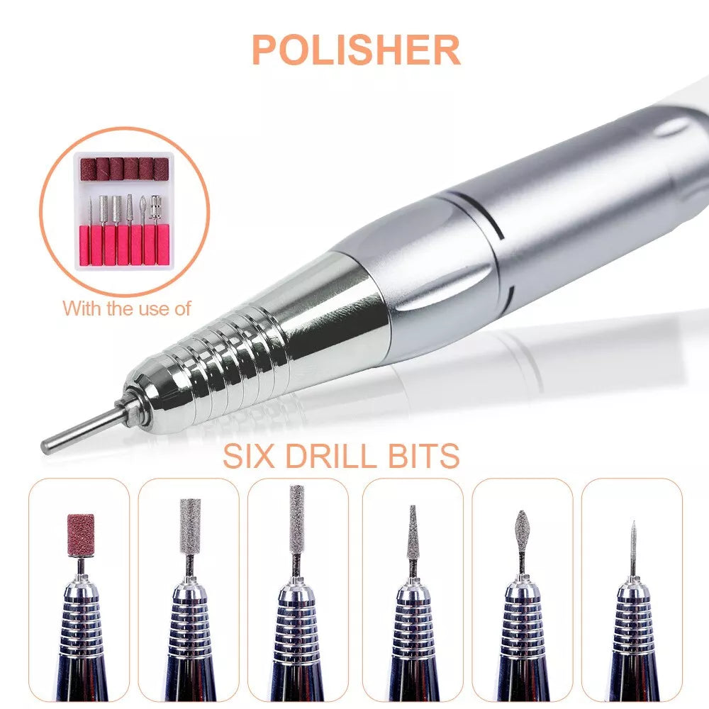 35000RPM Electric Nail Drill Machine Strong Manicure Drill with nail storage