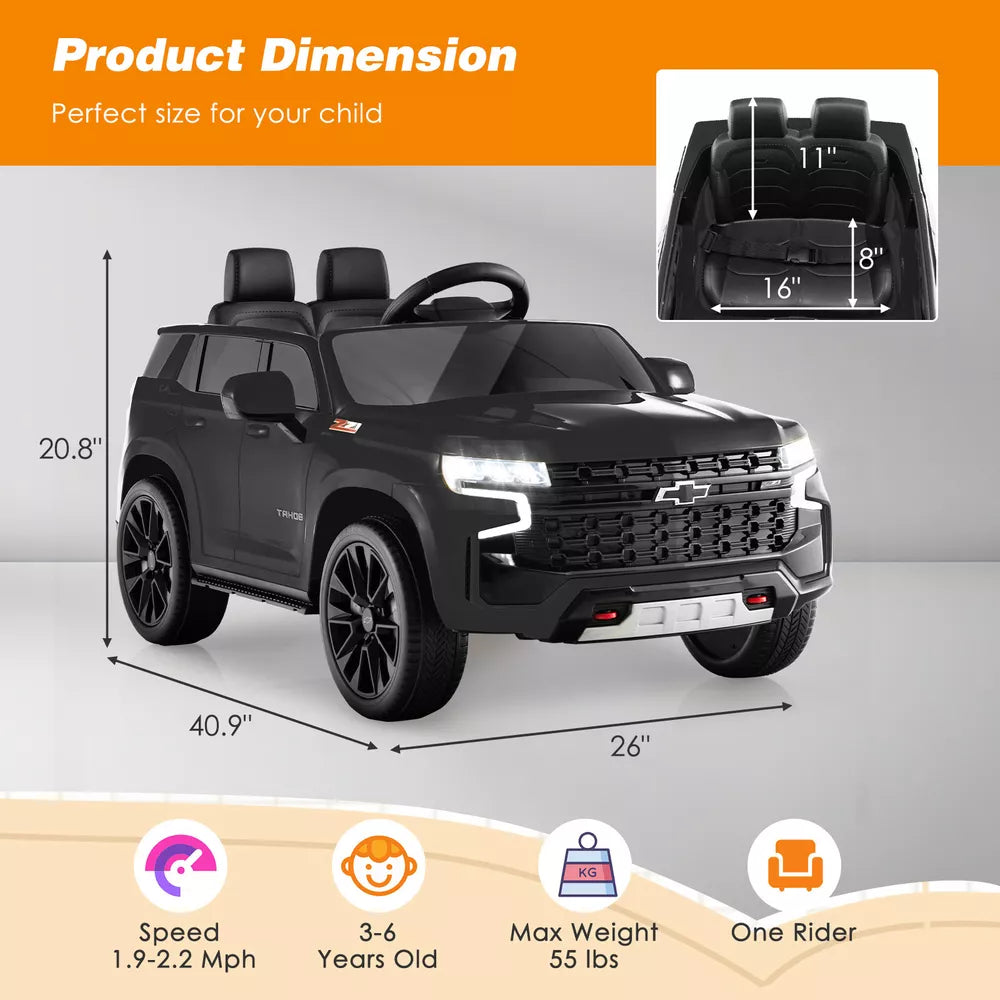 Kids 12V Ride On Car Chevrolet Tahoe Electric Truck SUV Remote w/ Light & Music