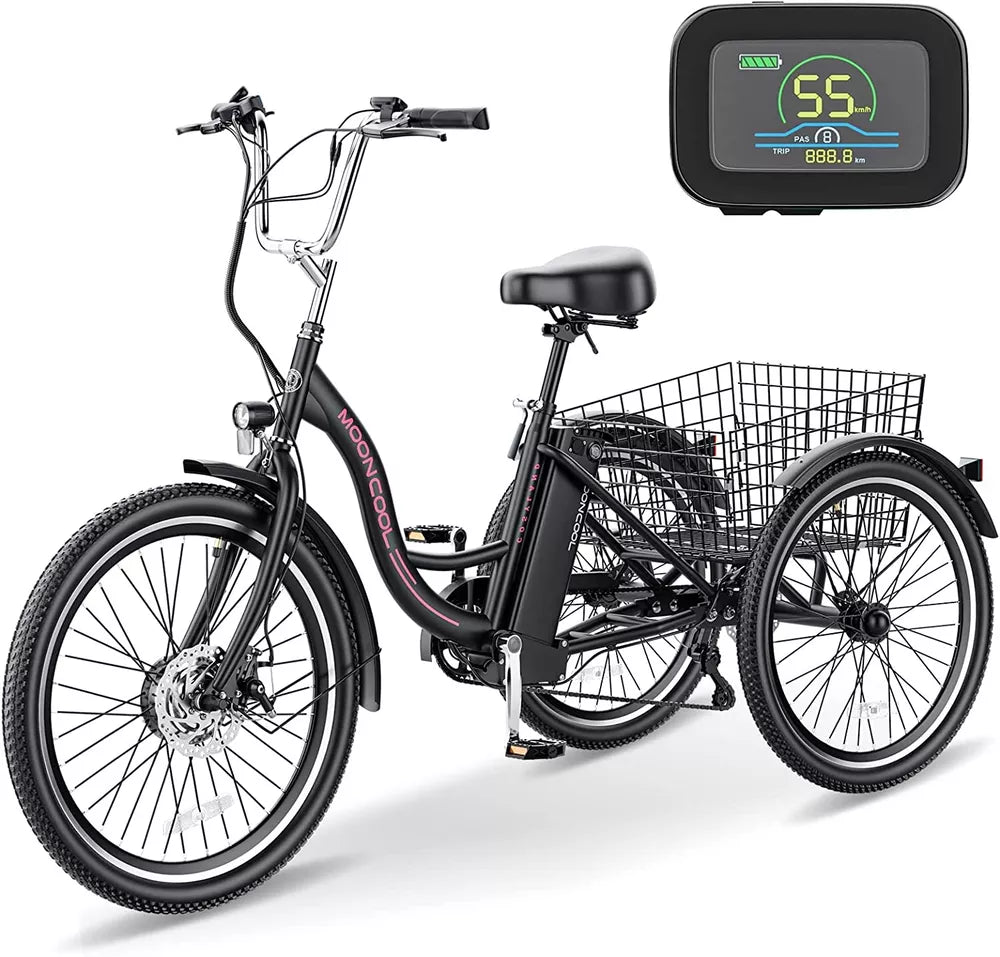 Electric Tricycle Adult Electric Bicycles, 350W 36V Trike 24/26 inch 7 Speeds