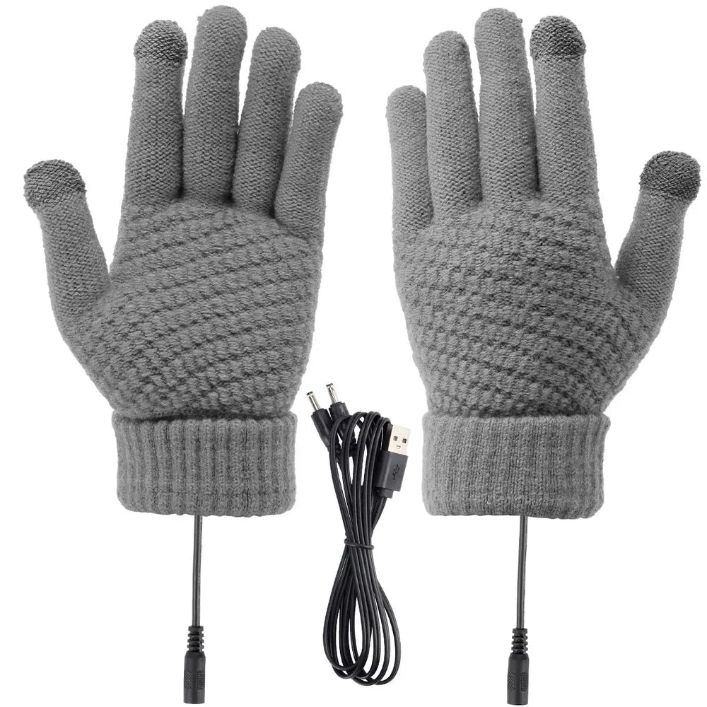 USB Electric Rechargeable Heated Gloves Full Finger Warmer Winter Mitten