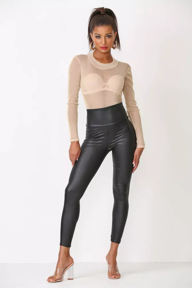 Cemi Ceri Women's Faux Leather High Waist Leggings #1471