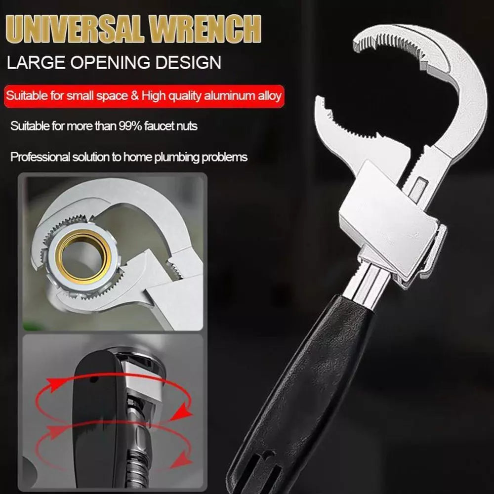 Adjustable Multifunction Double-ended Wrench Large Opening For Water Pipe Repair