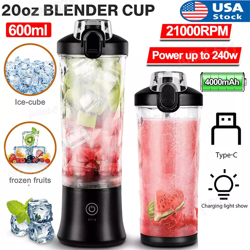 600ml Portable Personal Smoothie Mixer，Usb Rechargeable Mini Blender Juicer Cup