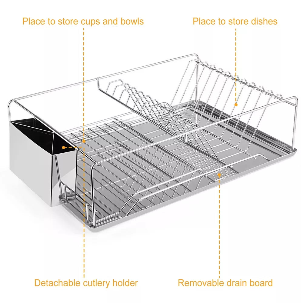 Stainless Steel Dish Drying Rack – Durable, Rust-Resistant & Spacious