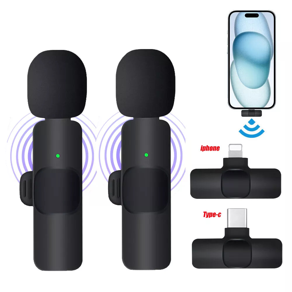 Wireless Lavalier Microphone for iPhone iPad, Plug-Play Wireless Mic