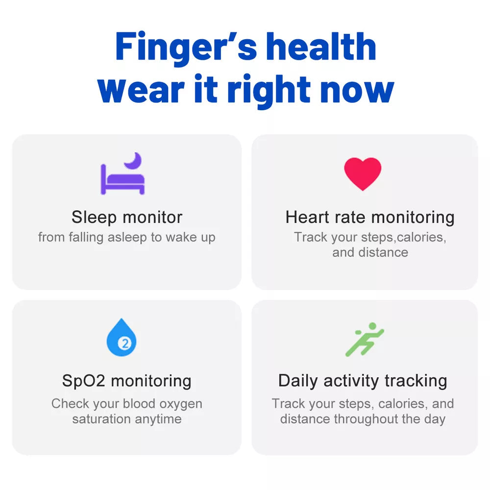 Smart Ring Health Waterproof Finger Rings Monitor Heart Rate Fitness Tracker