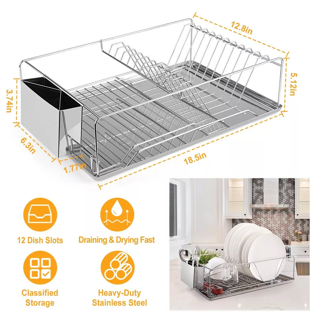 Stainless Steel Dish Drying Rack – Durable, Rust-Resistant & Spacious