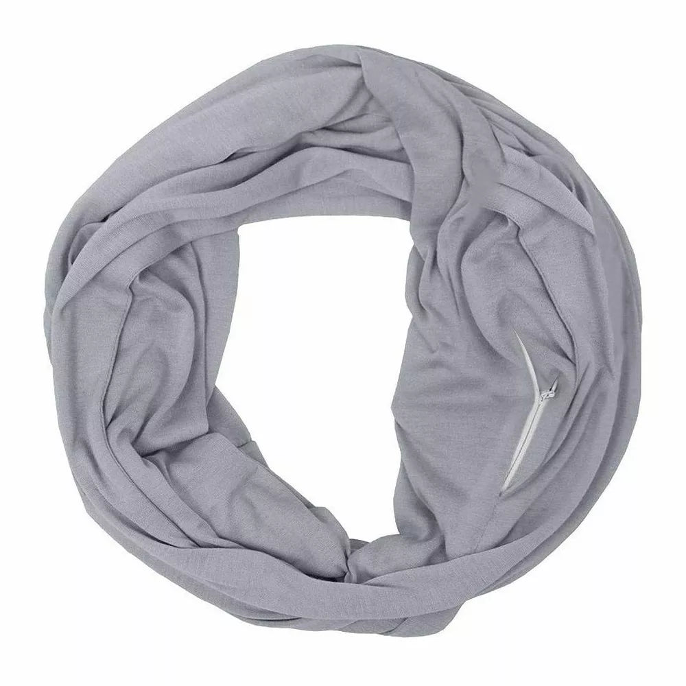 Women Convertible Infinity Scarf With Hidden Zipper Pocket Loop Travel Scarf NEW