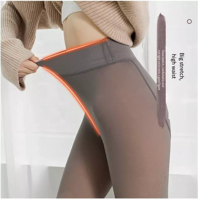 Women Winter Warm Fleece Tights Stockings Thermal Lined Translucent Pantyhose