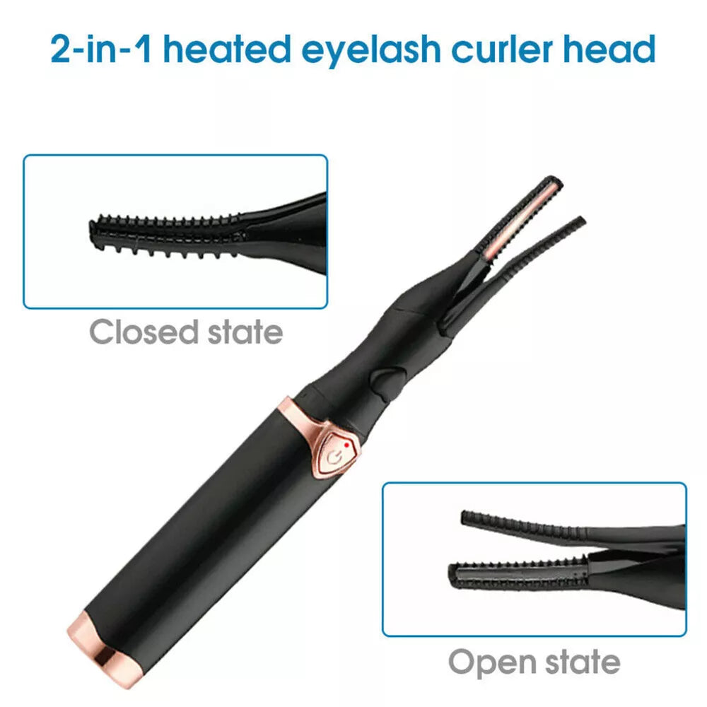 Electric Heated Eyelash Curler USB Rechargeable Makeup Curling Tool Long Lasting