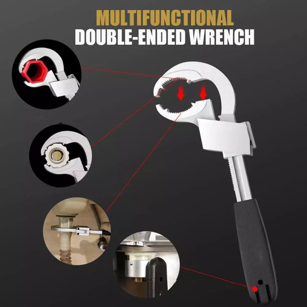 Adjustable Multifunction Double-ended Wrench Large Opening For Water Pipe Repair